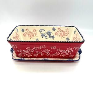 Temptations by Tara Floral Lace Fireworks Fetti 9" Loaf Baker w/ Matching Tray